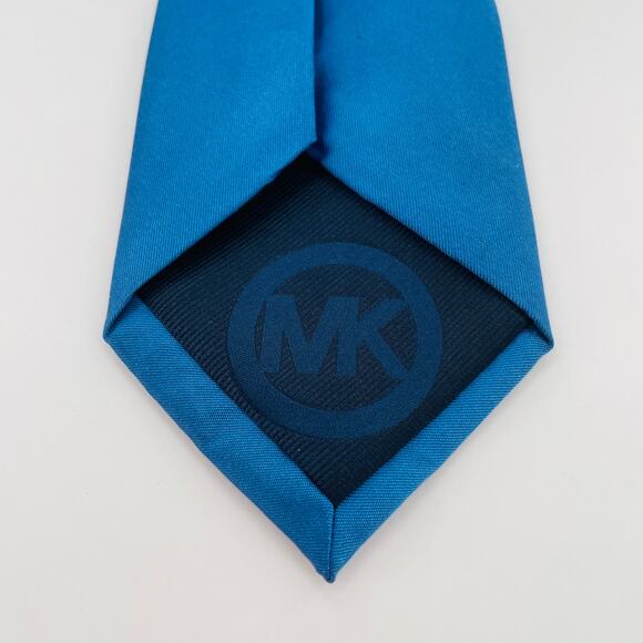 MICHAEL Michael Kors Bue Silk Initial Logo Classic Solid Mens Tie - Picture 5 of 10